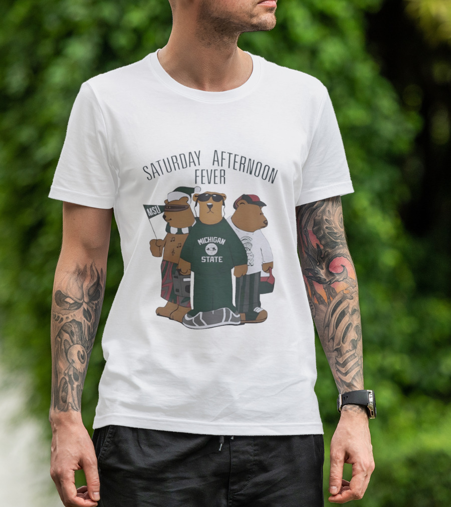 Michigan State Spartans Three Bears Saturday Afternoon Fever MSU T-Shirt
