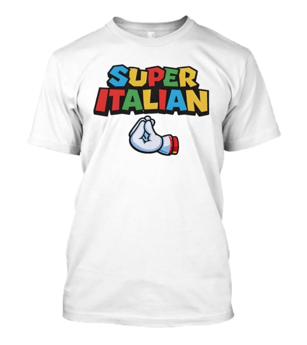 Super Italian Hand Gesture Colorful Letters T-Shirt