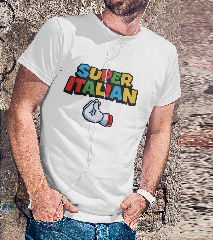 Super Italian Hand Gesture Colorful Letters T-Shirt
