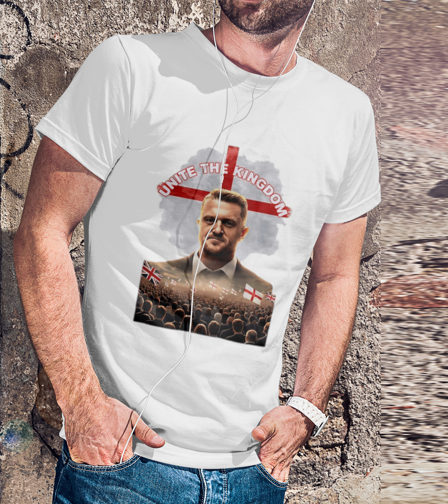 Unite The Kingdom Tommy Robinson England Flag Crowd T-Shirt