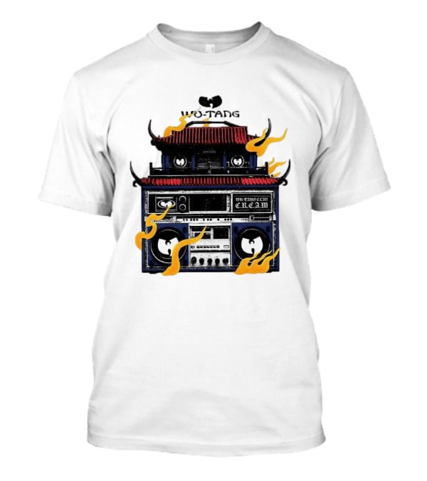 Wu Tang PRNT Boombox C.R.E.A.M. Flames Chinese Temple Style Audio T-Shirt