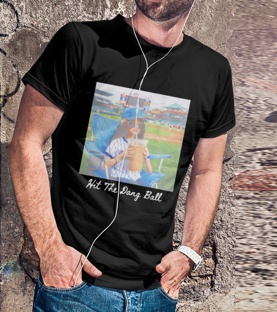 Barbie Ballfield Dark Hit The Dang Ball Baseball Stadium Scene With Player And Large Drink T-Shirt
