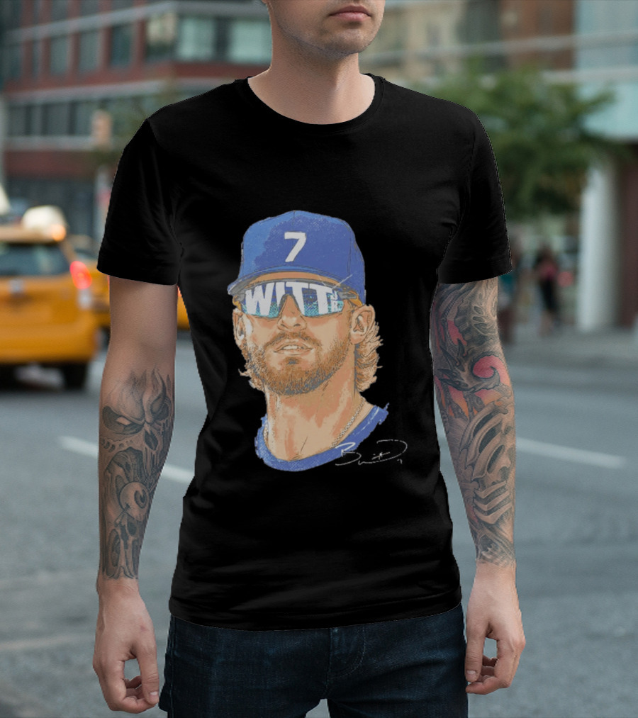 Bobby Witt Jr Kansas City Royals Sunglasses Blue Cap Number 7 T-Shirt