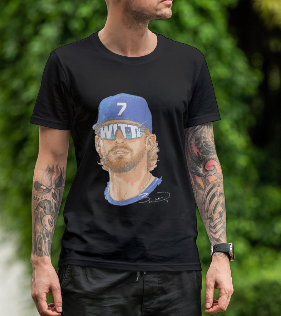 Bobby Witt Jr Kansas City Royals Sunglasses Blue Cap Number 7 T-Shirt