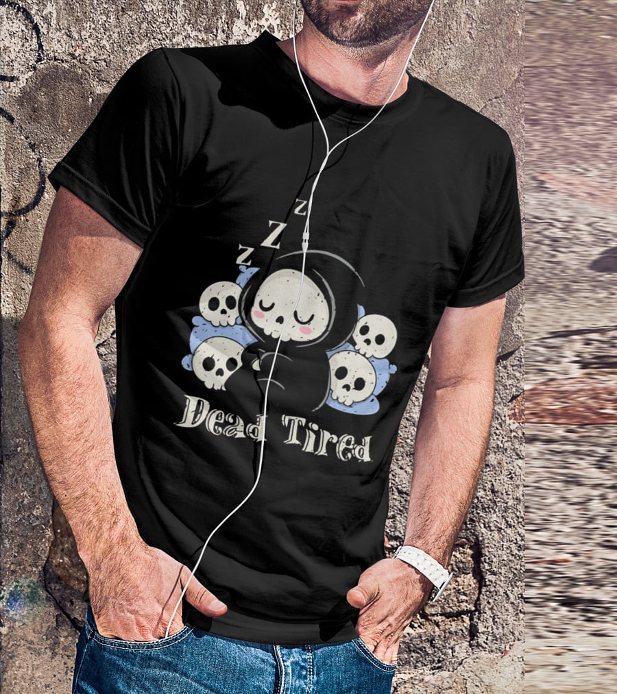 Grim Reaper Sleeping Among Skulls Dead Tired With ZZZ T-Shirt