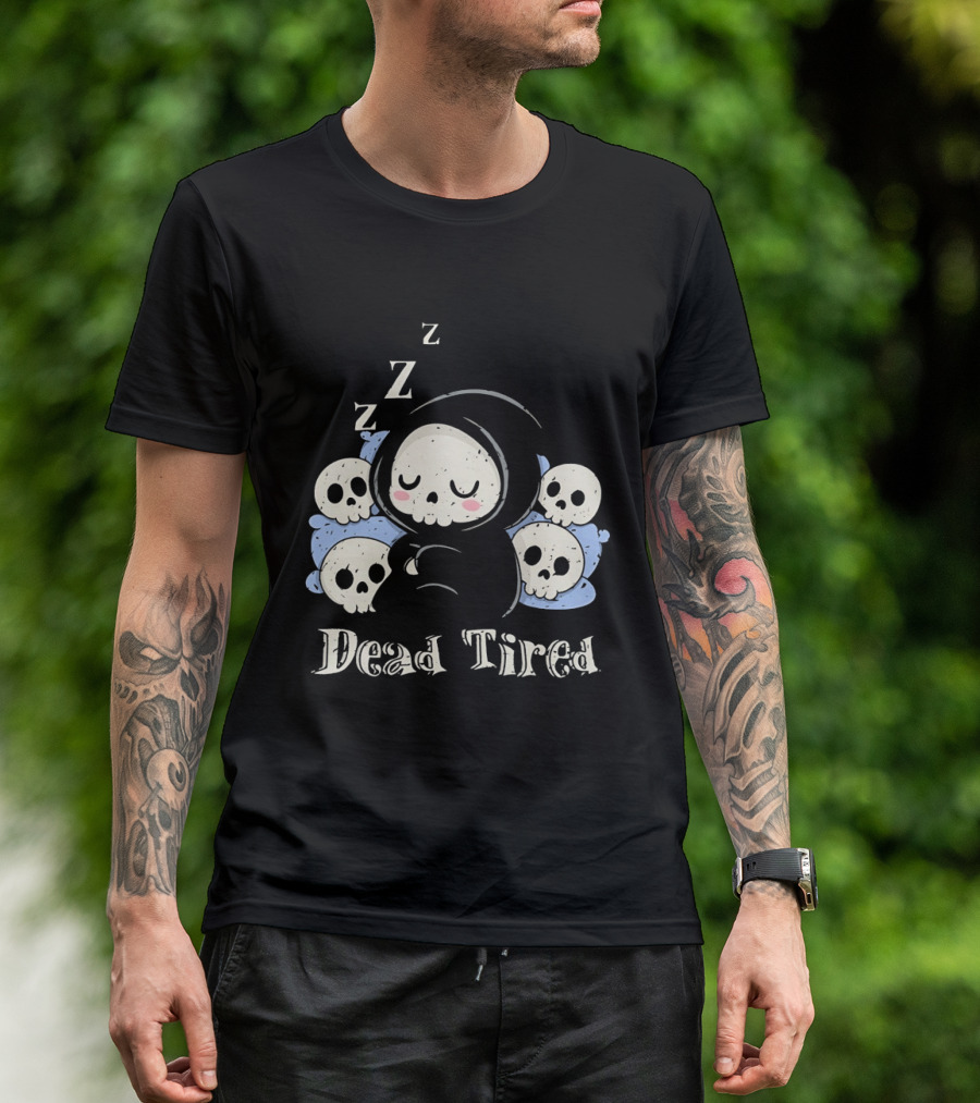 Grim Reaper Sleeping Among Skulls Dead Tired With ZZZ T-Shirt