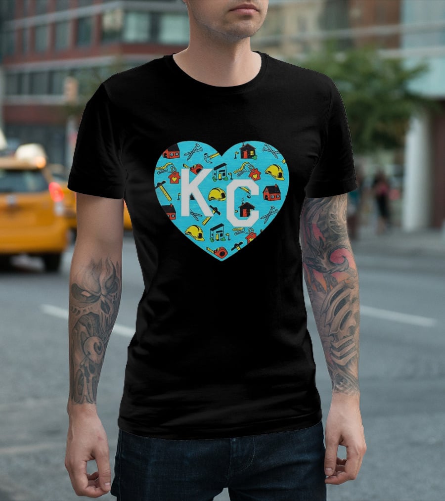 Habitat For Humanity Kansas City KC Heart With Tools And Houses T-Shirt