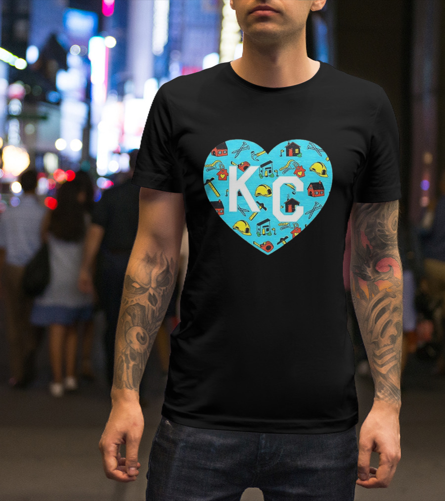 Habitat For Humanity Kansas City KC Heart With Tools And Houses T-Shirt