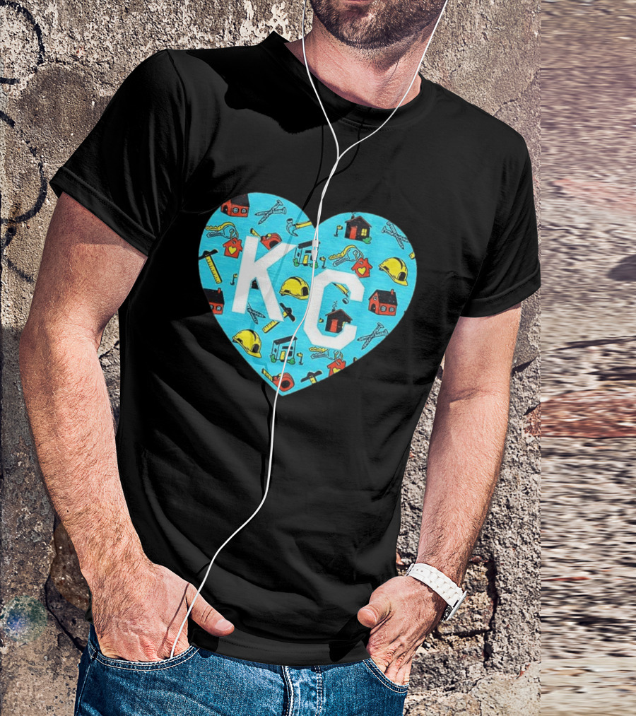 Habitat For Humanity Kansas City KC Heart With Tools And Houses T-Shirt
