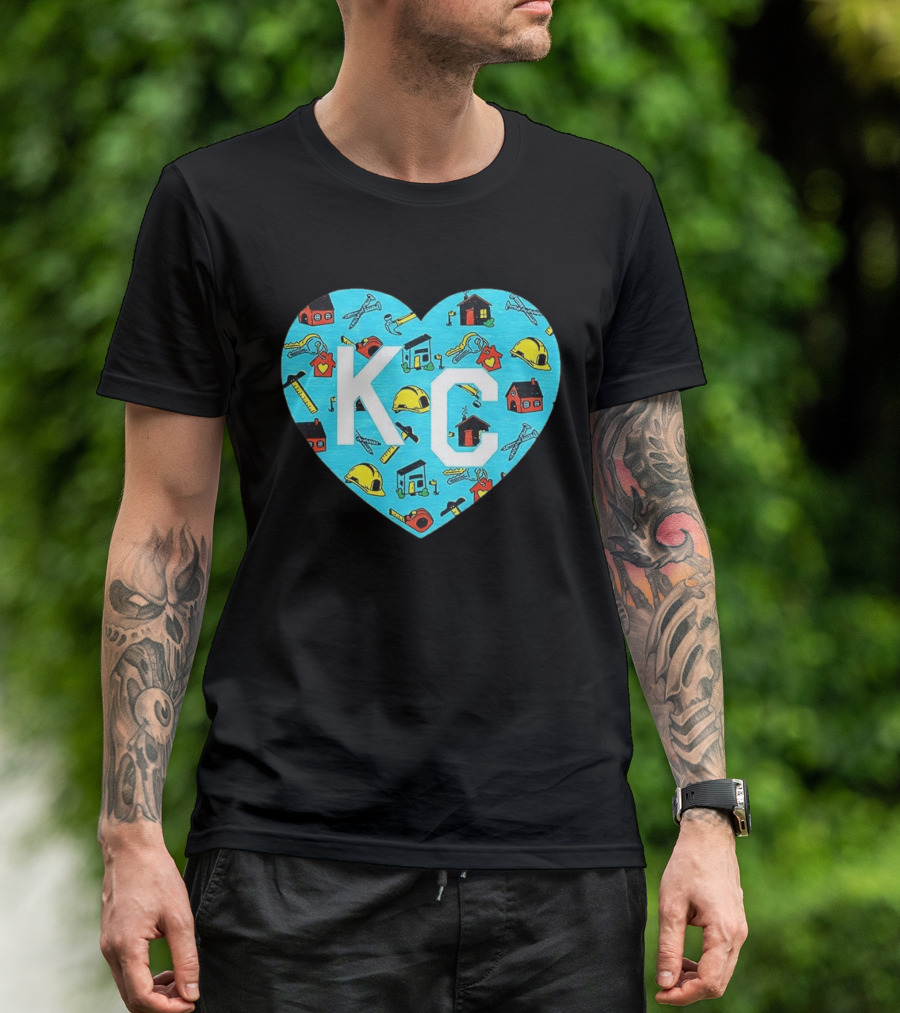 Habitat For Humanity Kansas City KC Heart With Tools And Houses T-Shirt