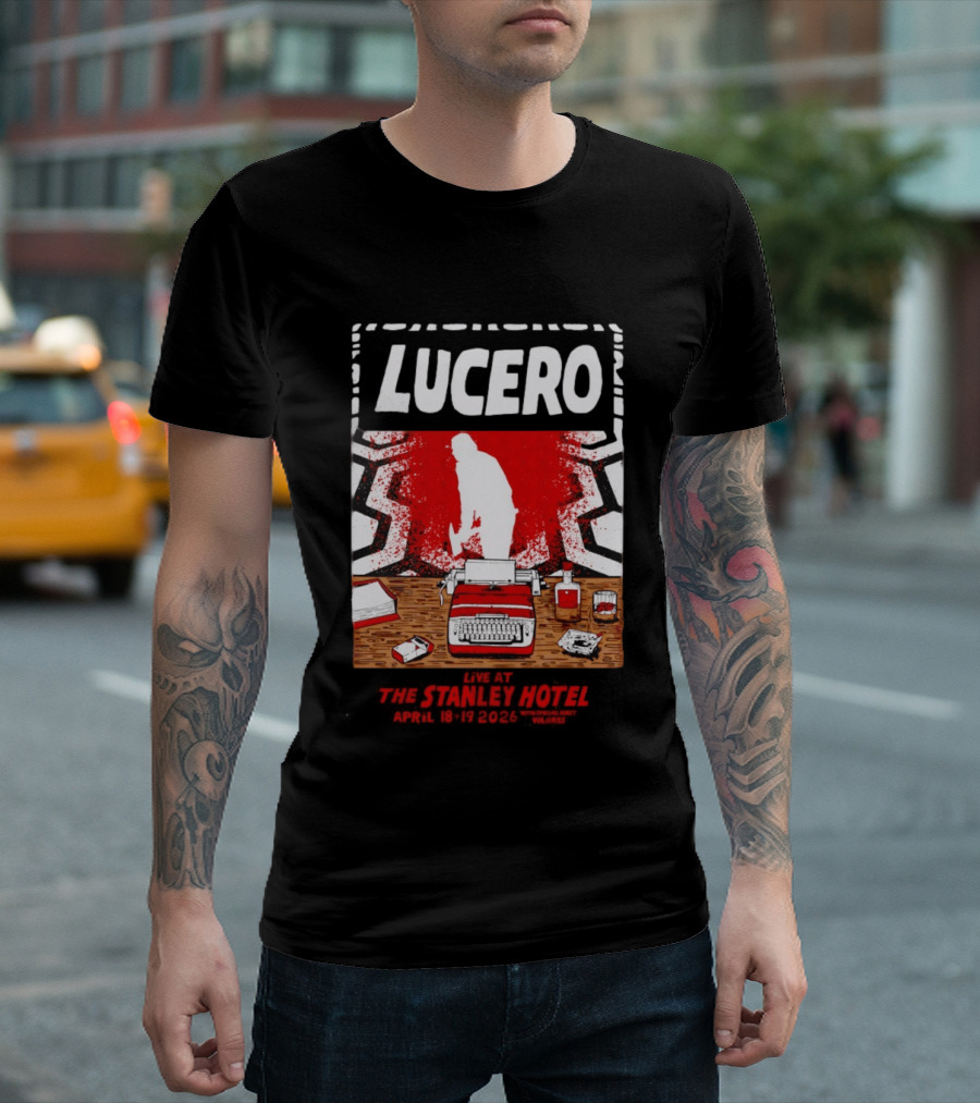 LUCERO Estes Park CO 2026 Red Typewriter Scene T-Shirt