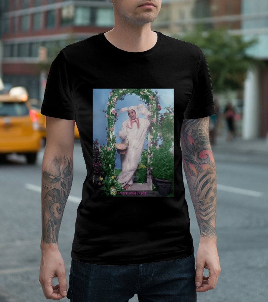 Mark Weiss 1984 Ozzy Osbourne Thanksgiving White Bunny Costume With Basket T-Shirt