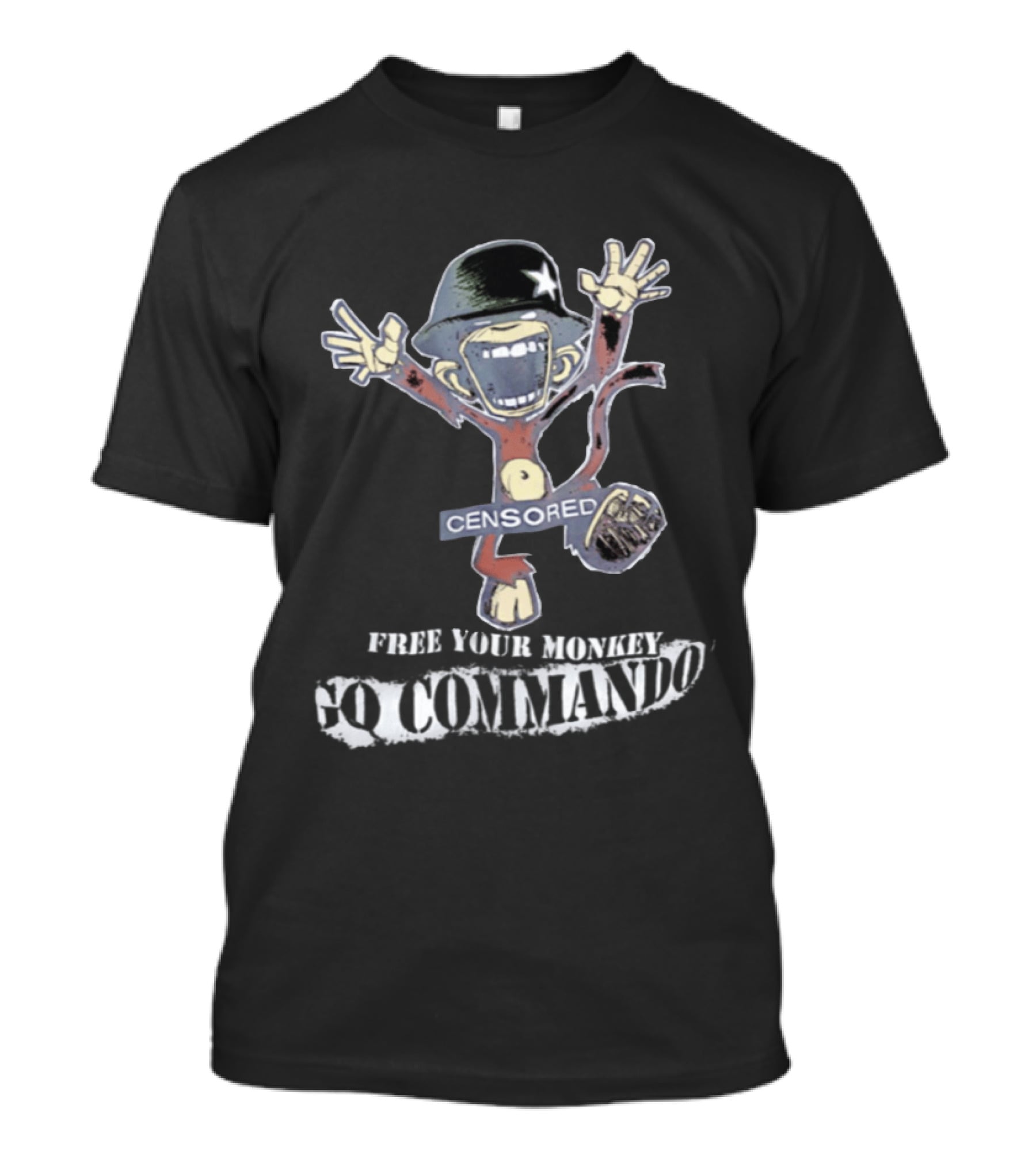 Censored Free Your Monkey Go Commando Funny Soldier T-Shirt