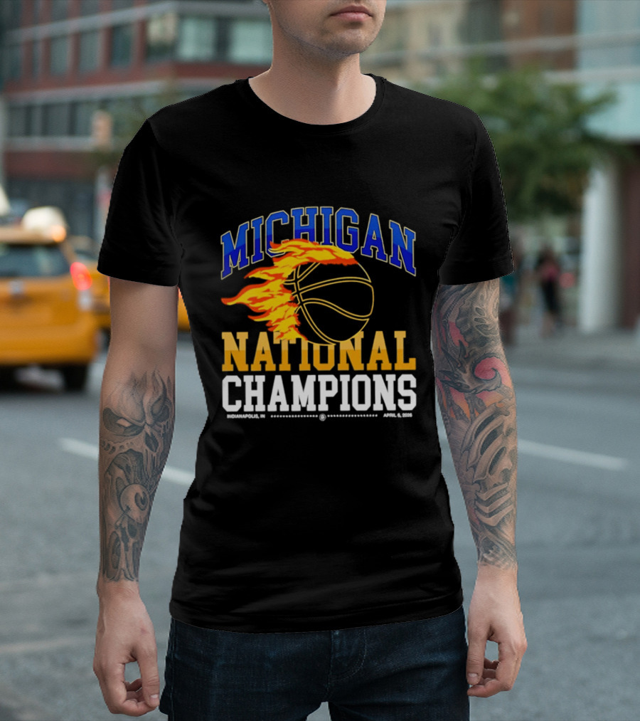 Michigan Basketball National Champions Fireball T-Shirt