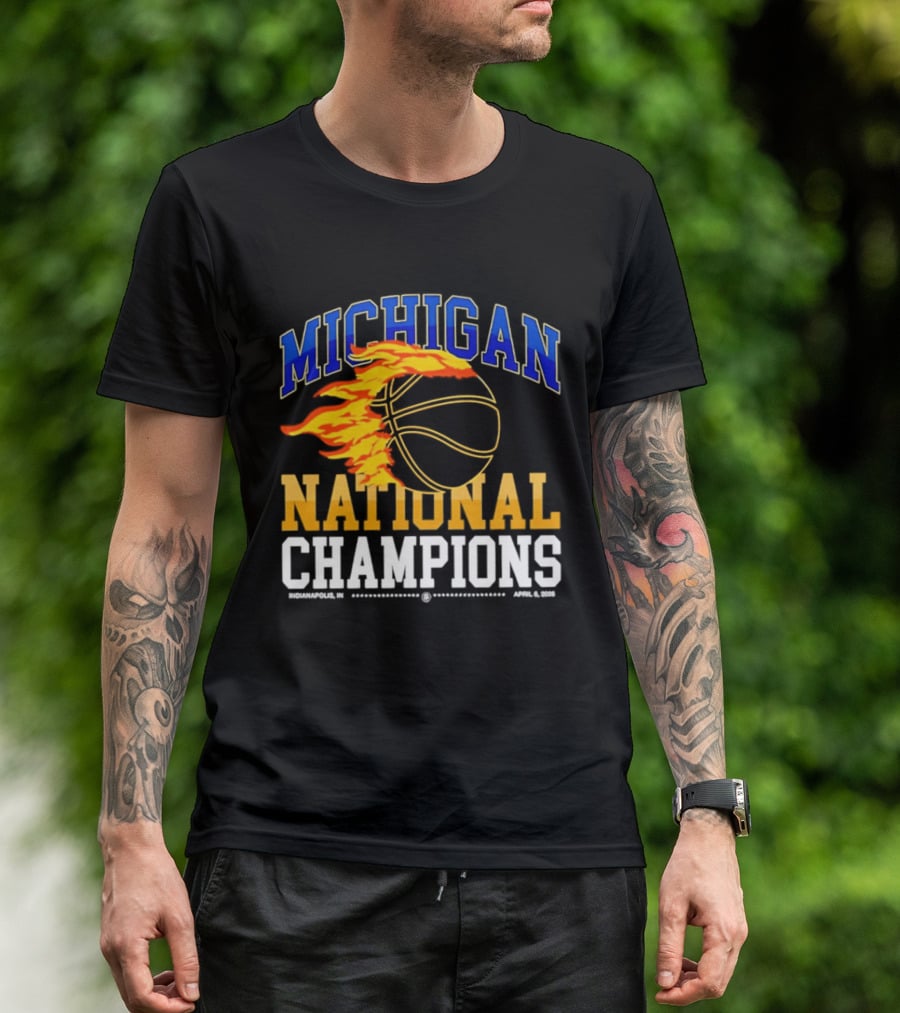 Michigan Basketball National Champions Fireball T-Shirt