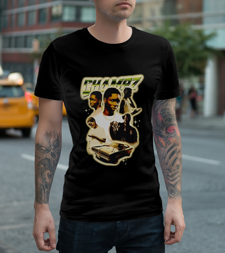 Champz Musical Artist Retro Style Car And Portraits T-Shirt