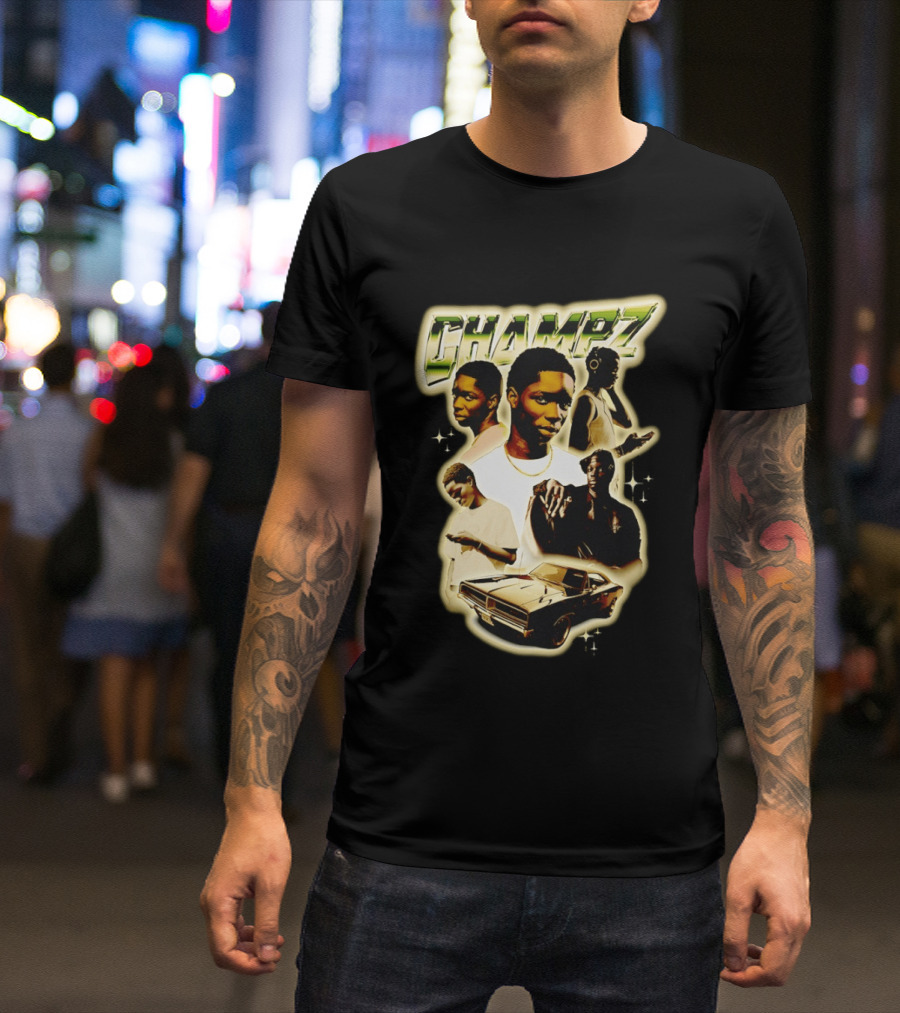 Champz Musical Artist Retro Style Car And Portraits T-Shirt