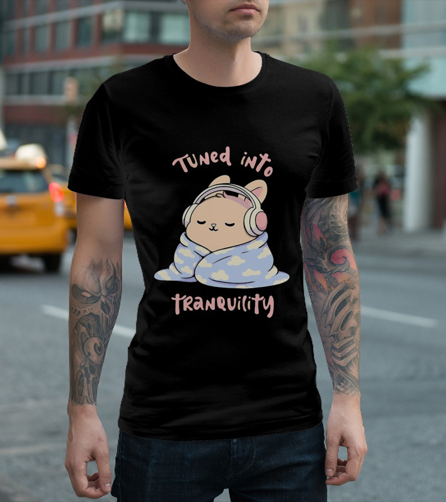 Tuned Into Tranquility Chill Bunny With Headphones T-Shirt