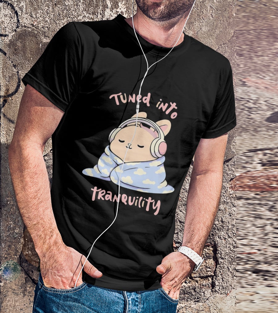 Tuned Into Tranquility Chill Bunny With Headphones T-Shirt