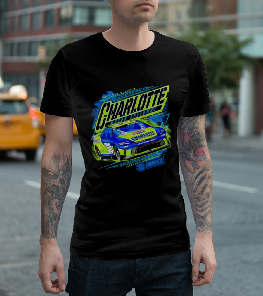 Charlotte Motor Speedway Neon Car Racing Experience T-Shirt
