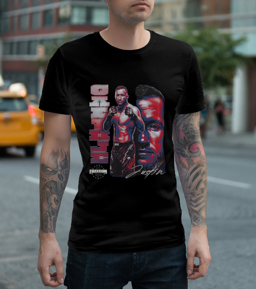 Justin Gaethje UFC Fighter Portrait And Name T-Shirt