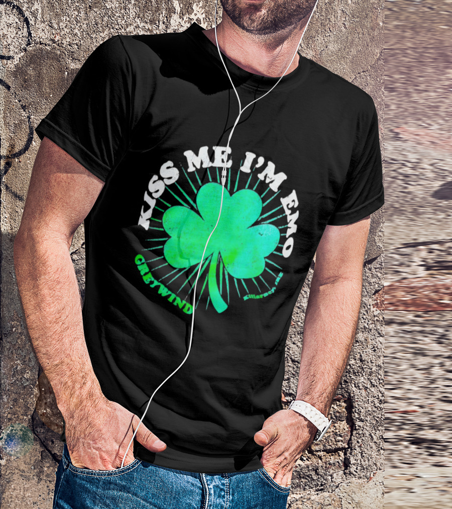 Kiss Me I'm Emo Greywind Shamrock Killarney Ireland T-Shirt