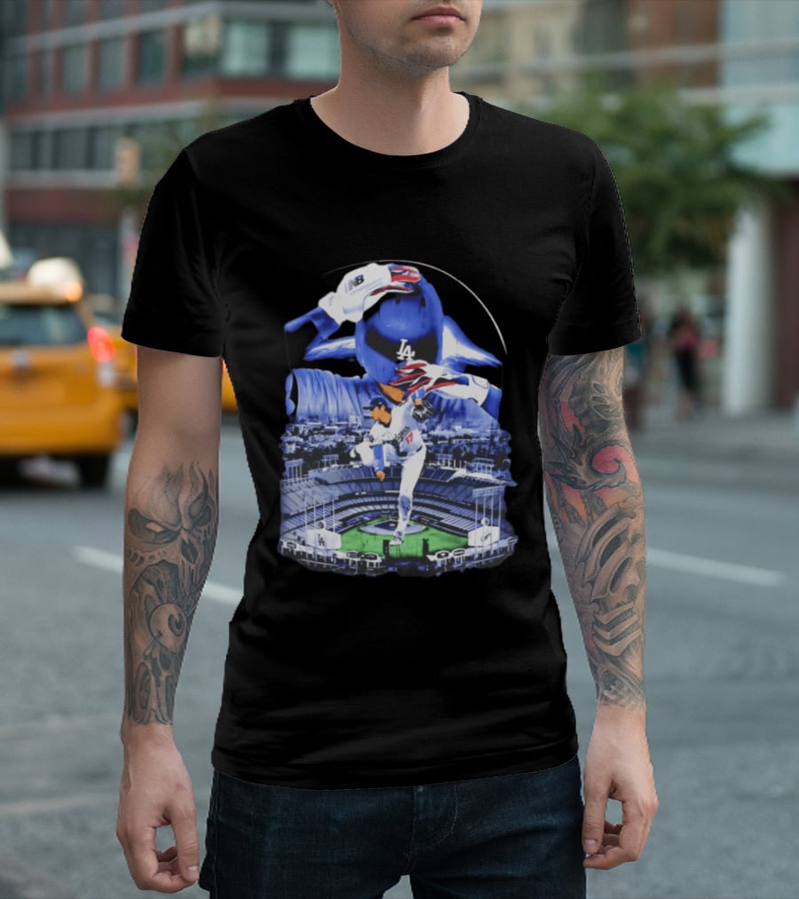 Shohei Ohtani Los Angeles Dodgers Stadium Player Action And Team Spirit T-Shirt