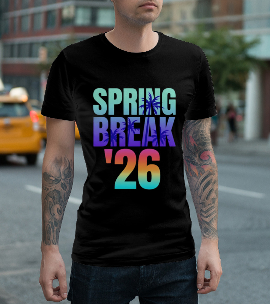 Spring Break '26 Sunset Palm Trees Ocean Vibes T-Shirt
