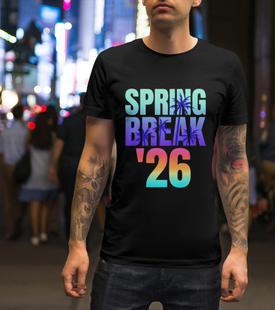 Spring Break '26 Sunset Palm Trees Ocean Vibes T-Shirt