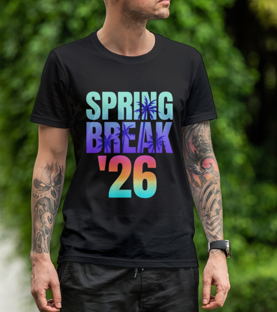 Spring Break '26 Sunset Palm Trees Ocean Vibes T-Shirt