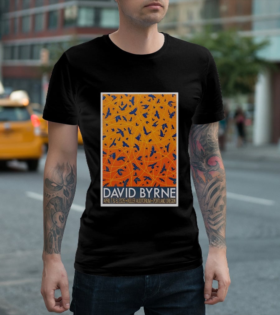 David Byrne April 7 8 2026 Keller Auditorium Portland Oregon Birds Orange Blue T-Shirt