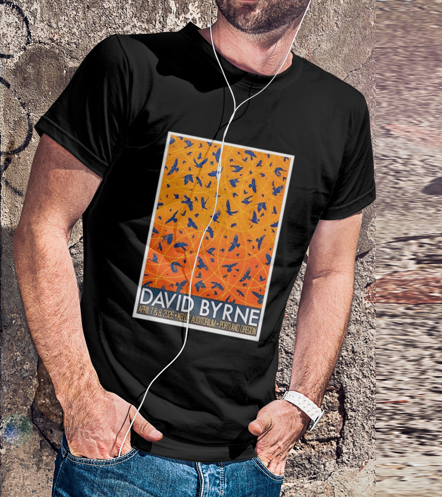 David Byrne April 7 8 2026 Keller Auditorium Portland Oregon Birds Orange Blue T-Shirt