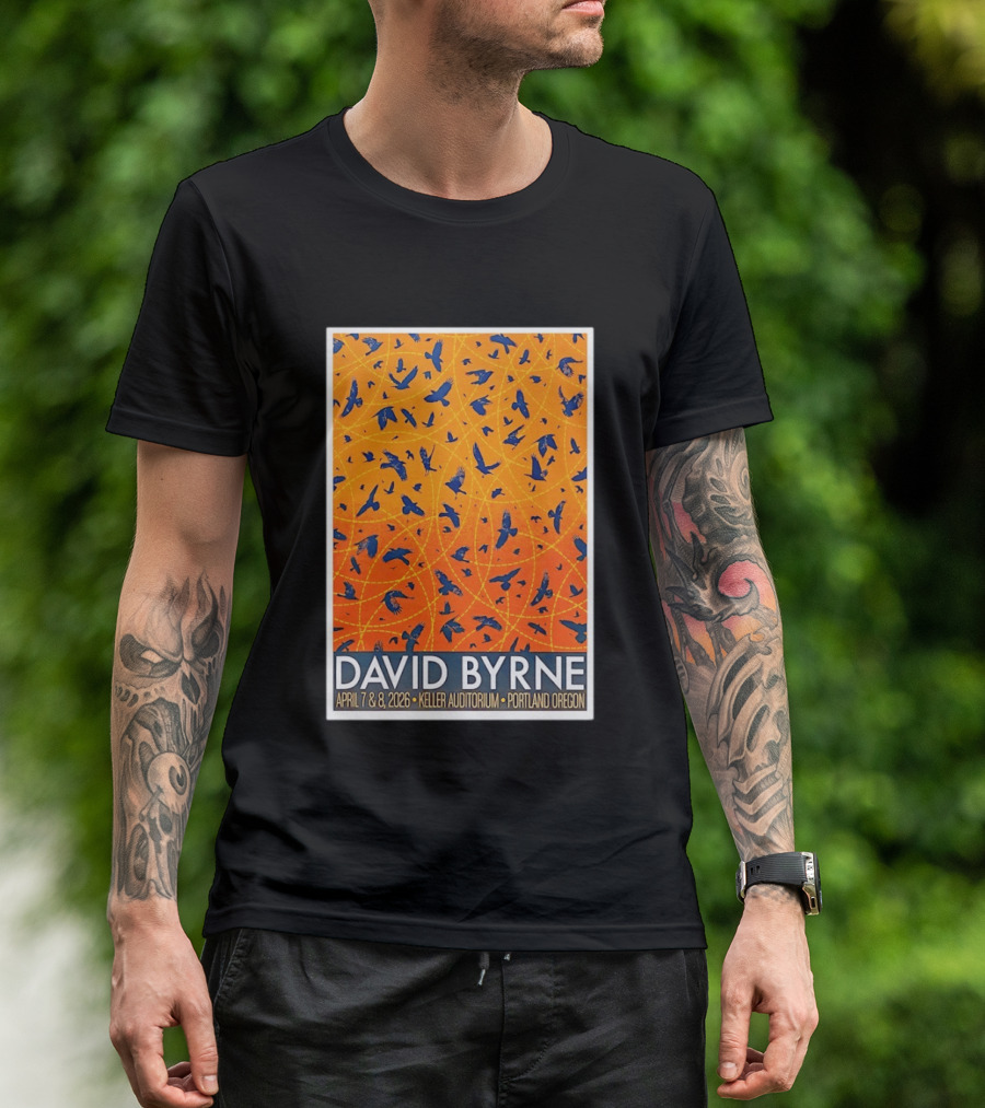 David Byrne April 7 8 2026 Keller Auditorium Portland Oregon Birds Orange Blue T-Shirt
