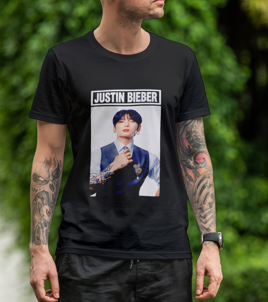 Justin Bieber Jungkook Wearing Suit Tattoo T-Shirt