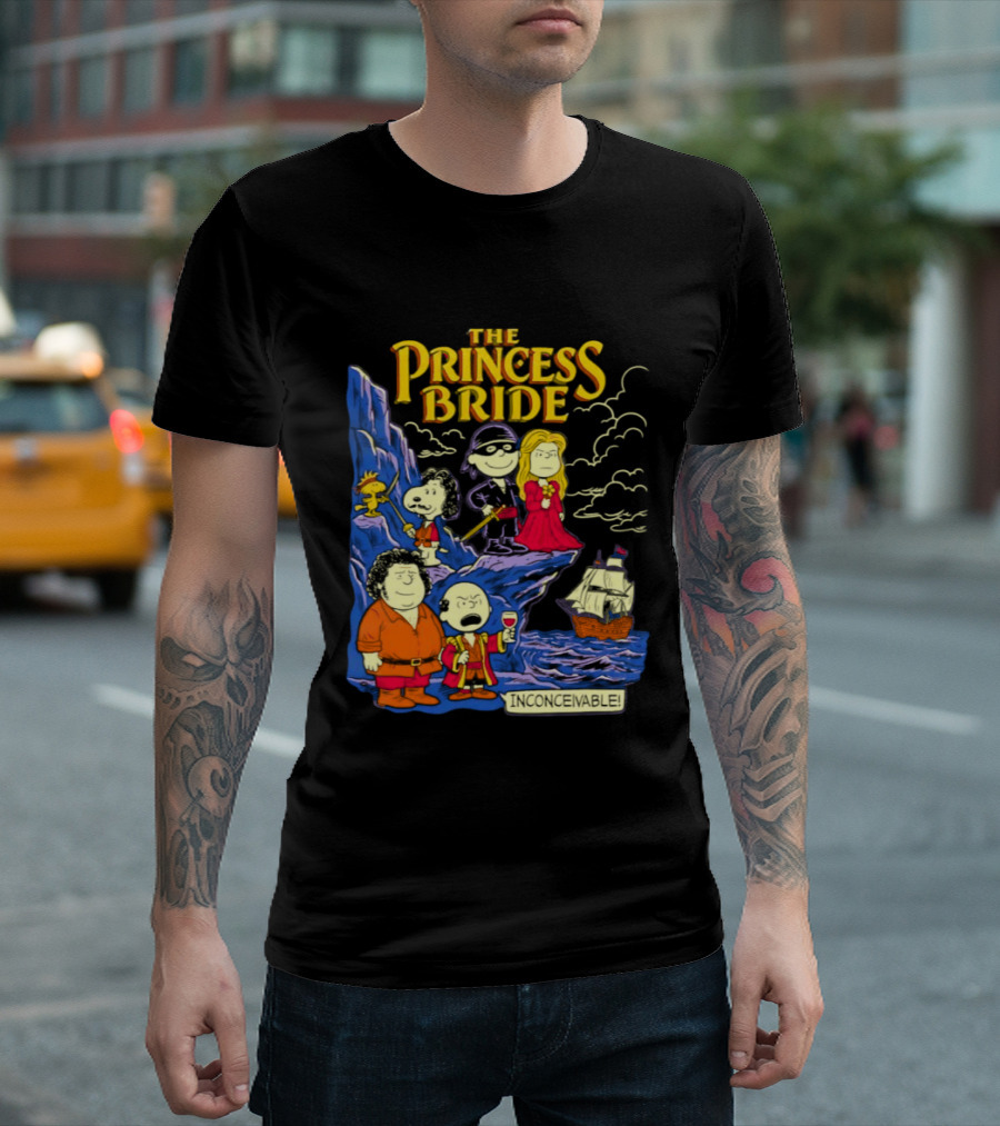 The Princess Bride Peanuts Crossover Featuring Iconic Cartoon Characters T-Shirt