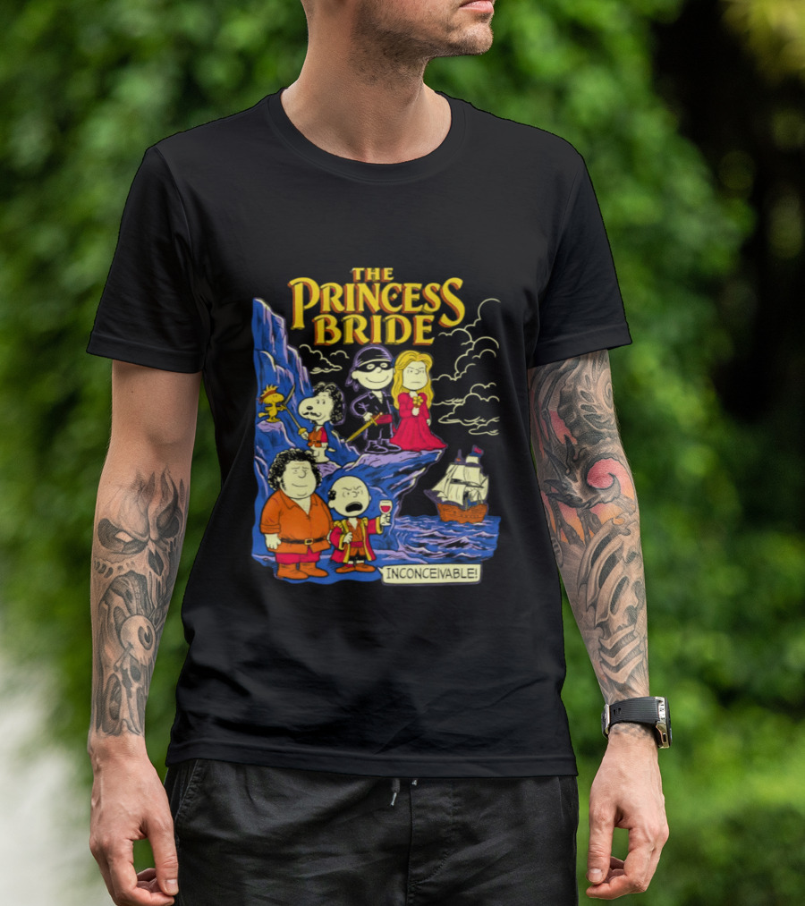 The Princess Bride Peanuts Crossover Featuring Iconic Cartoon Characters T-Shirt