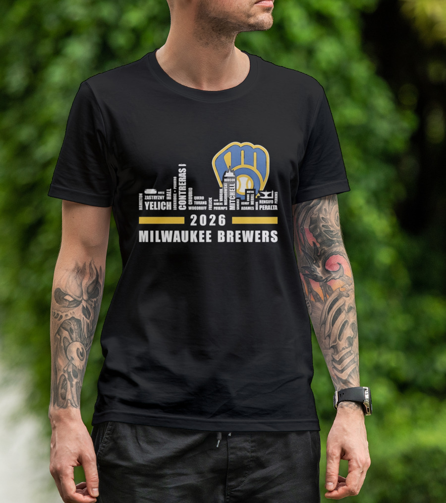 Milwaukee Brewers 2026 City Skyline Yelich Baseball Team Players T-Shirt