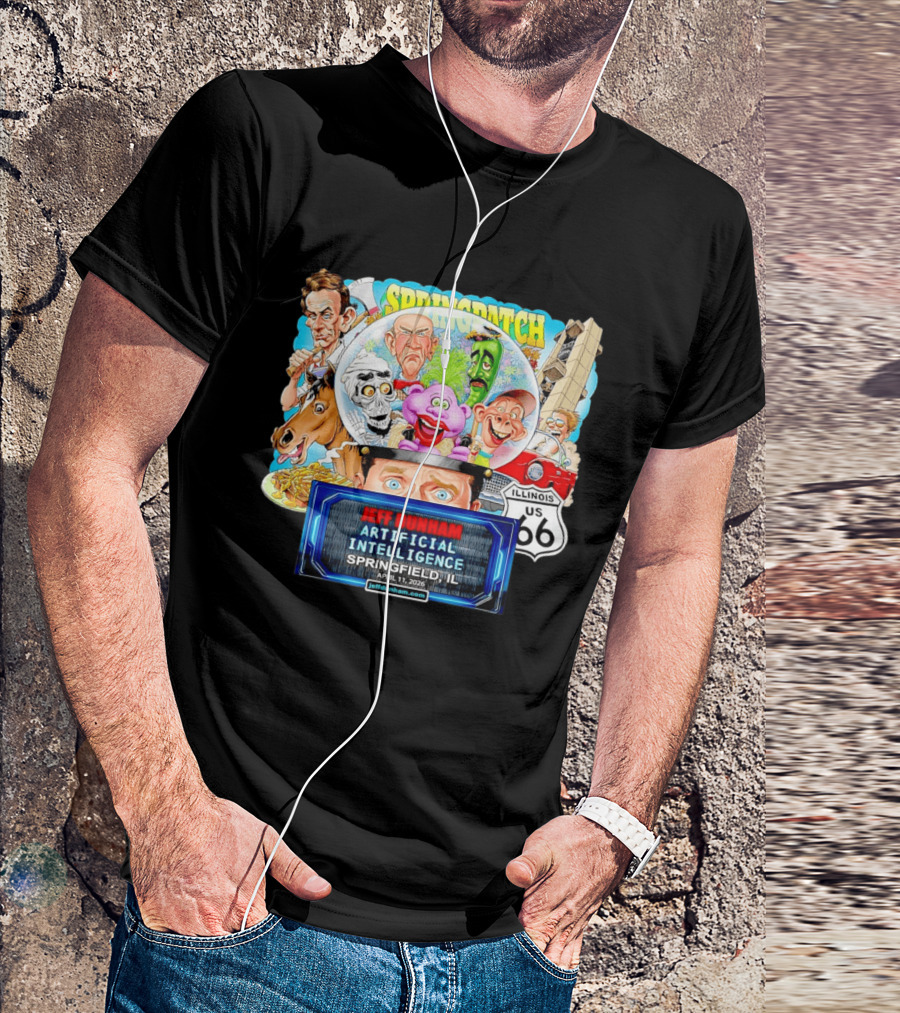 Jeff Dunham Artificial Intelligence Tour Springfield IL Illinois US 66 Characters T-Shirt
