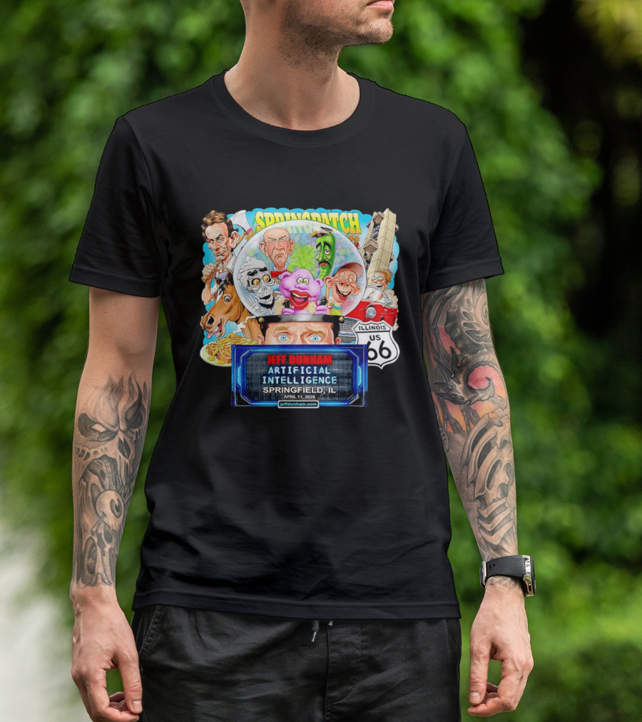 Jeff Dunham Artificial Intelligence Tour Springfield IL Illinois US 66 Characters T-Shirt