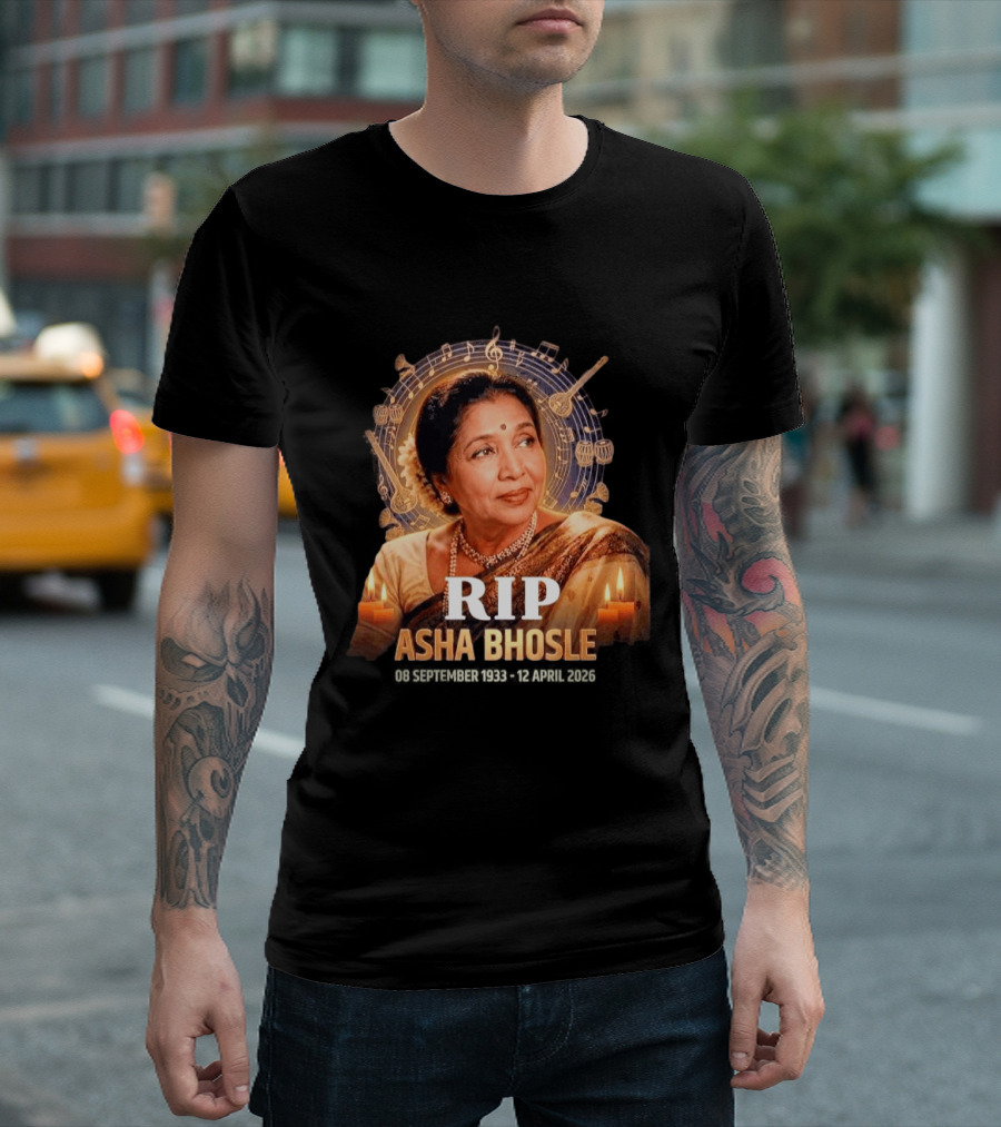 RIP Asha Bhosle Musical Tribute Candles 08 September 1933 12 April 2026 T-Shirt