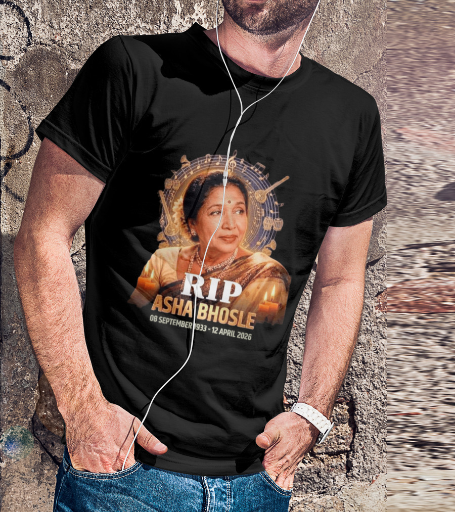 RIP Asha Bhosle Musical Tribute Candles 08 September 1933 12 April 2026 T-Shirt
