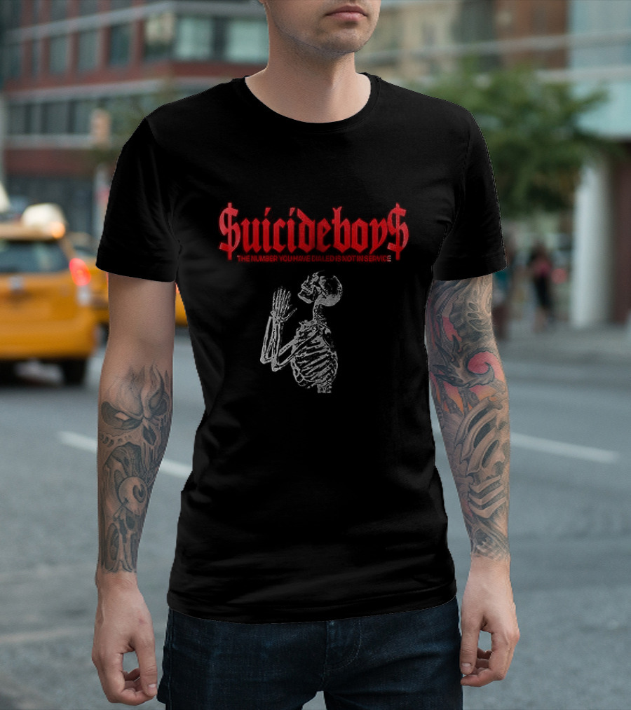 SuicideBoyS Grey Day Tour Skeleton The Number You Have Dialed Is Not In Service I Want To Die In New Orleans T-Shirt