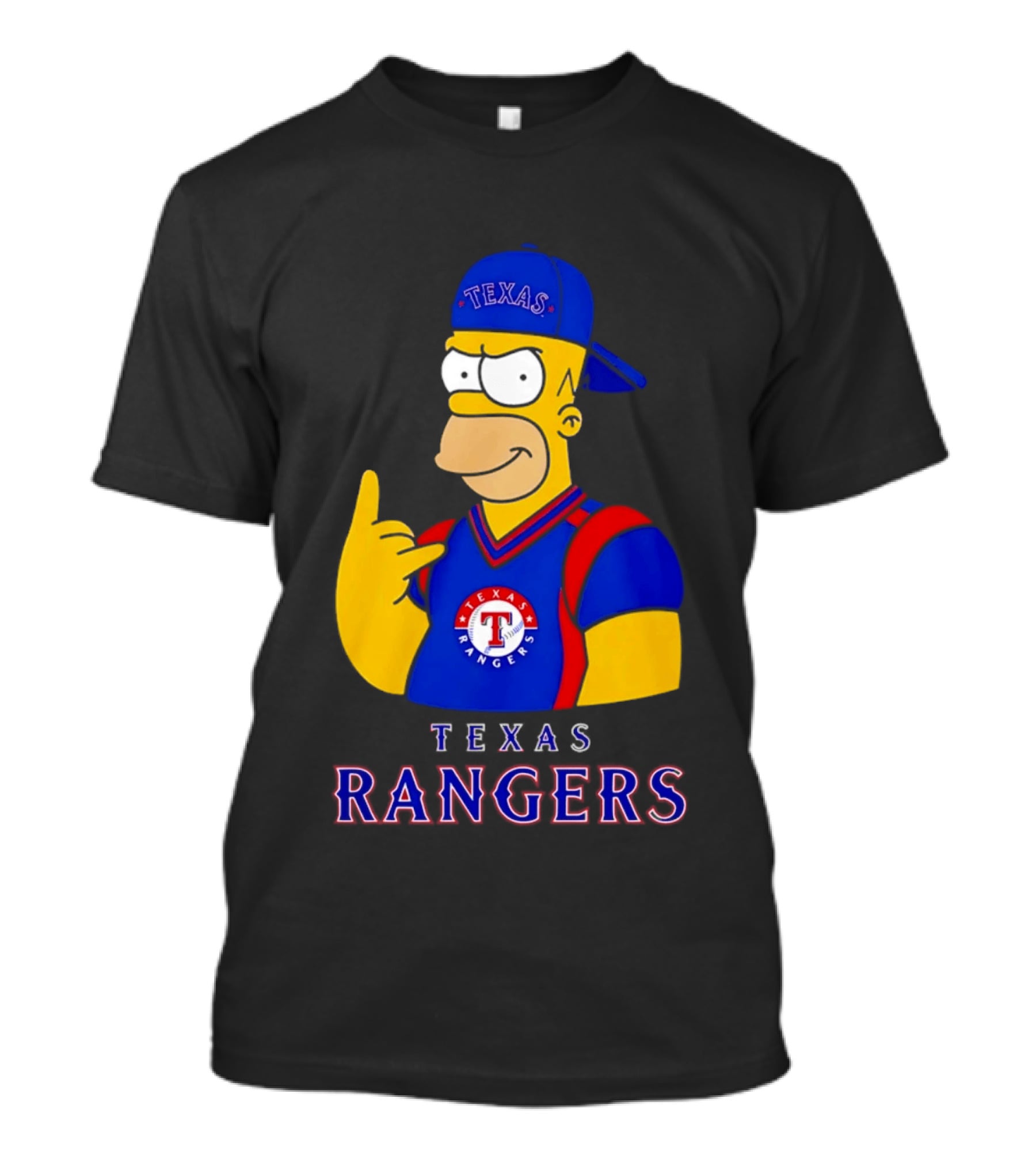 The Simpsons Texas Rangers Rock Hand Homer T-Shirt