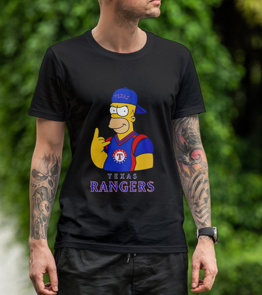 The Simpsons Texas Rangers Rock Hand Homer T-Shirt