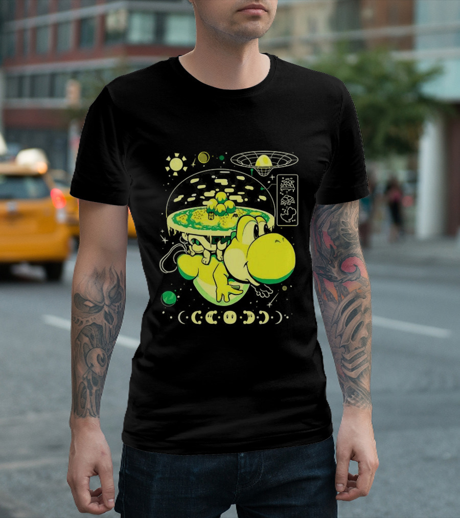 Yoshi Whole World Within His Shell Super Mario World Iconic Nintendo T-Shirt