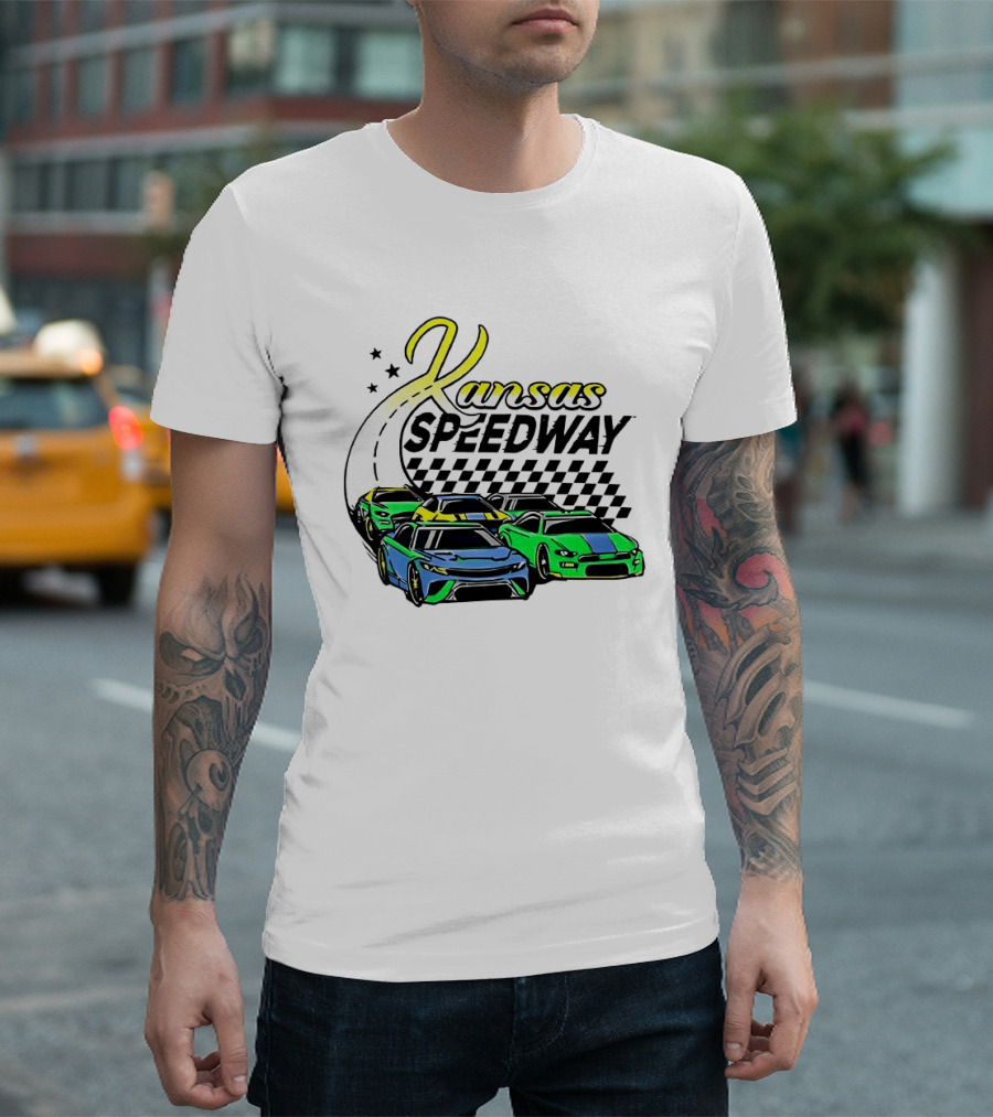 Kansas Speedway Racing Fast Cars And Checkered Flags T-Shirt