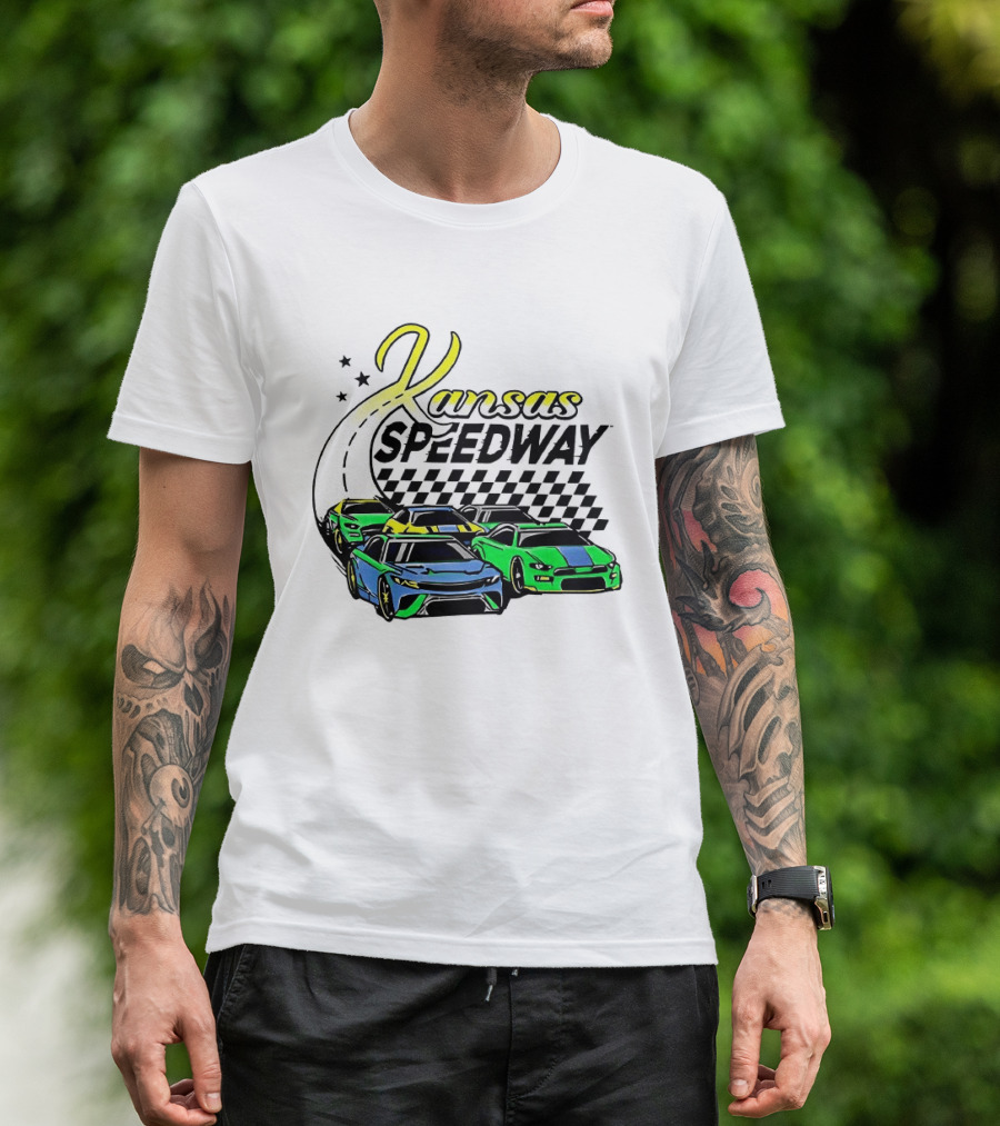 Kansas Speedway Racing Fast Cars And Checkered Flags T-Shirt