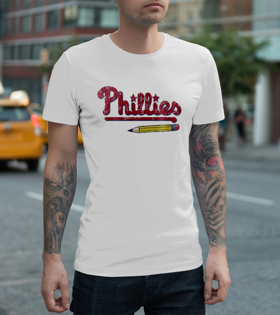 Philadelphia Phillies Teacher Appreciation Pencil And Numbers T-Shirt