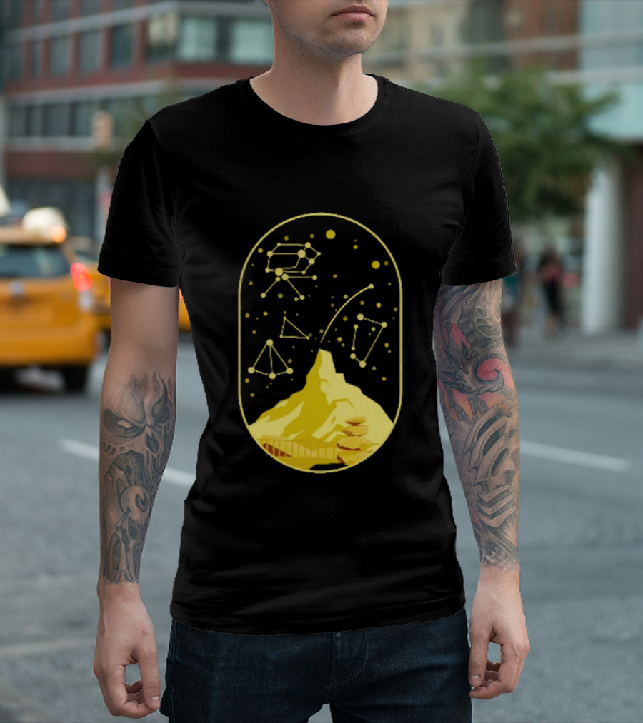Cairn Minimalist Mountain Constellation Starry Sky T-Shirt