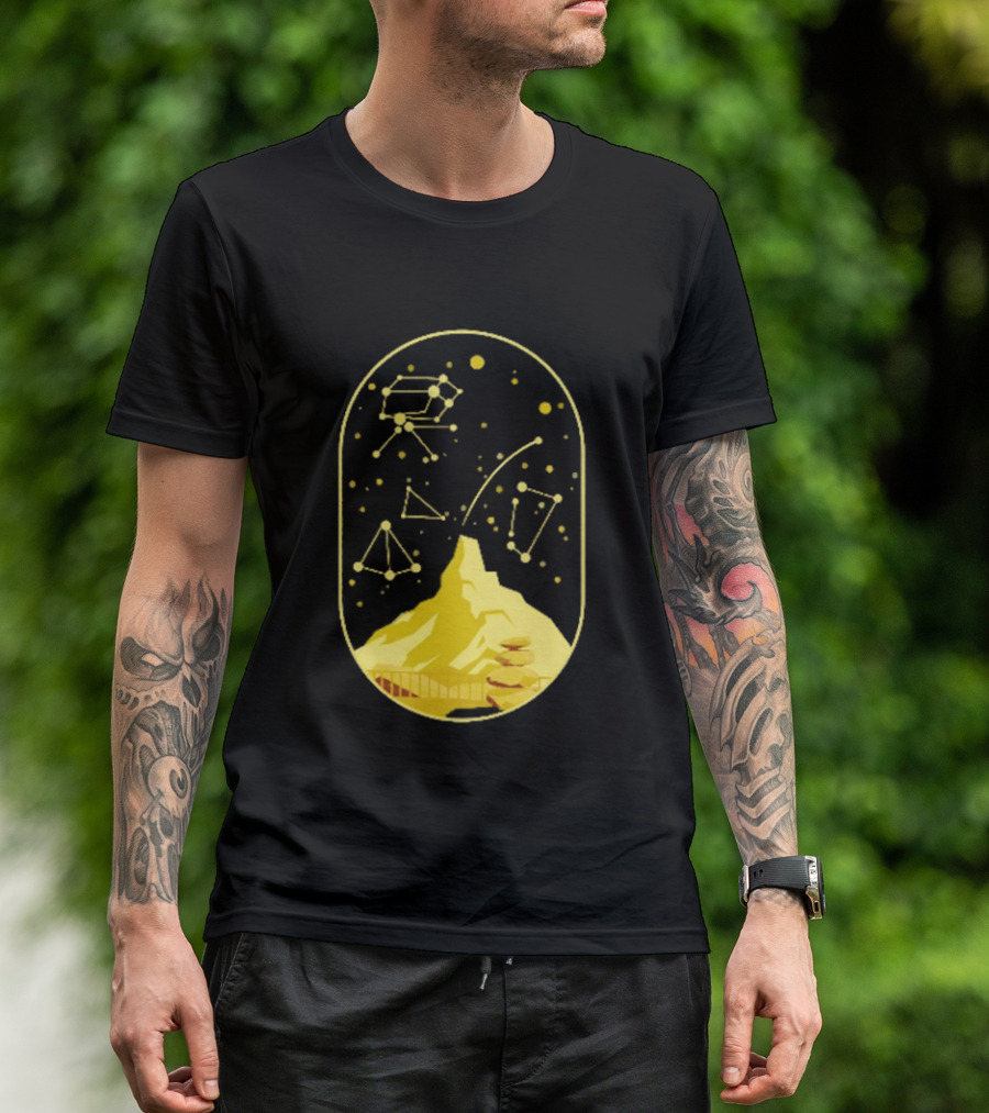 Cairn Minimalist Mountain Constellation Starry Sky T-Shirt
